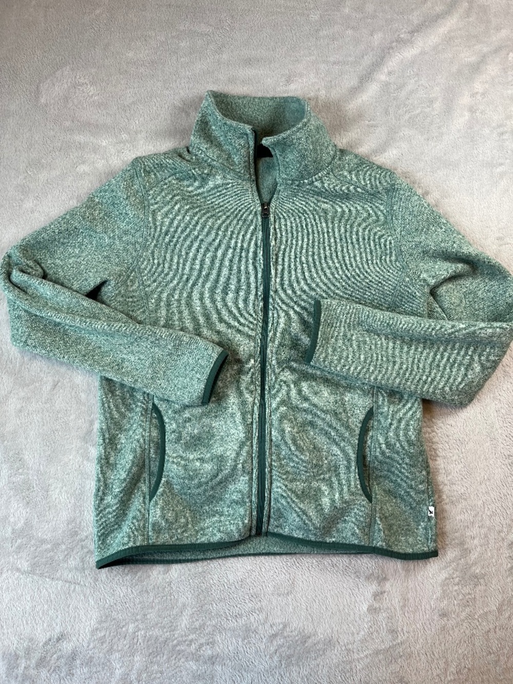 Eddie Bauer sz M Full Zip Fleece Sweater Jacket Cabincore Hike Gorpcore Barncoat - Picture 4 of 12